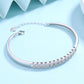 Simulated Diamond Embedded Sterling Silver Adjustable Bangle Bracelet