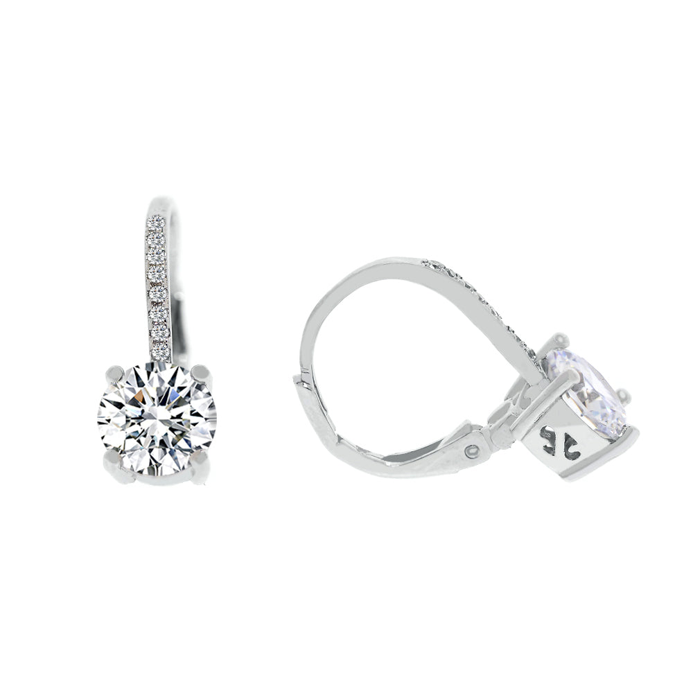 14K Gold Studded Crystal Leverback Earring