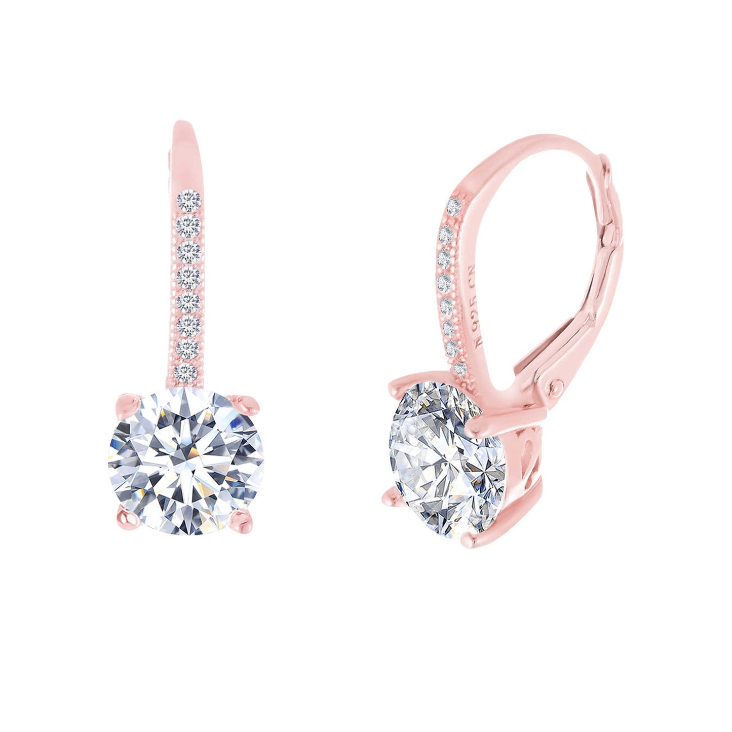 14K Gold Studded Crystal Leverback Earring
