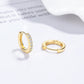 Amy and Annette 14K Gold and Sterling Silver & Simulated Diamond Huggie Hoop Earring