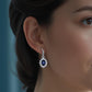 18K White Gold Sapphire Halo Leverback Earrings