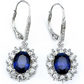 18K White Gold Sapphire Halo Leverback Earrings