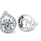 Halo Crystal Stud Tear Drop Earrings in 14K white gold