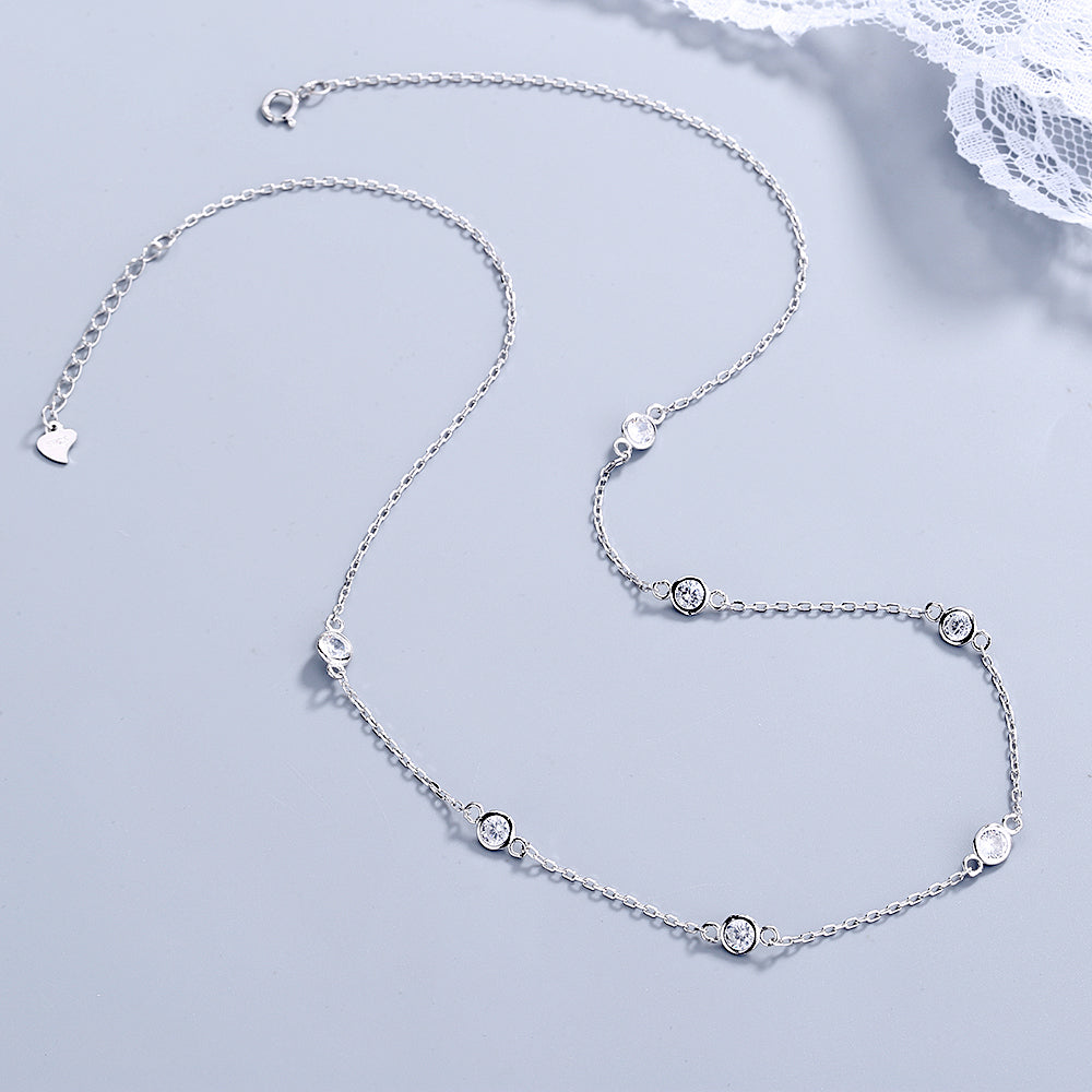 Sterling Silver Simulated Diamond Diamond by the Yard Necklace