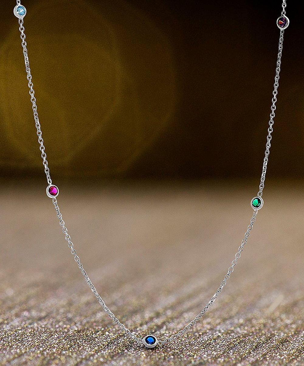 Sterling Silver Simulated Diamond Diamond by the Yard Necklace