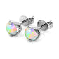 18K White Gold  over Sterling Silver Floating Halo Stud Earring with Simulated Diamonds
