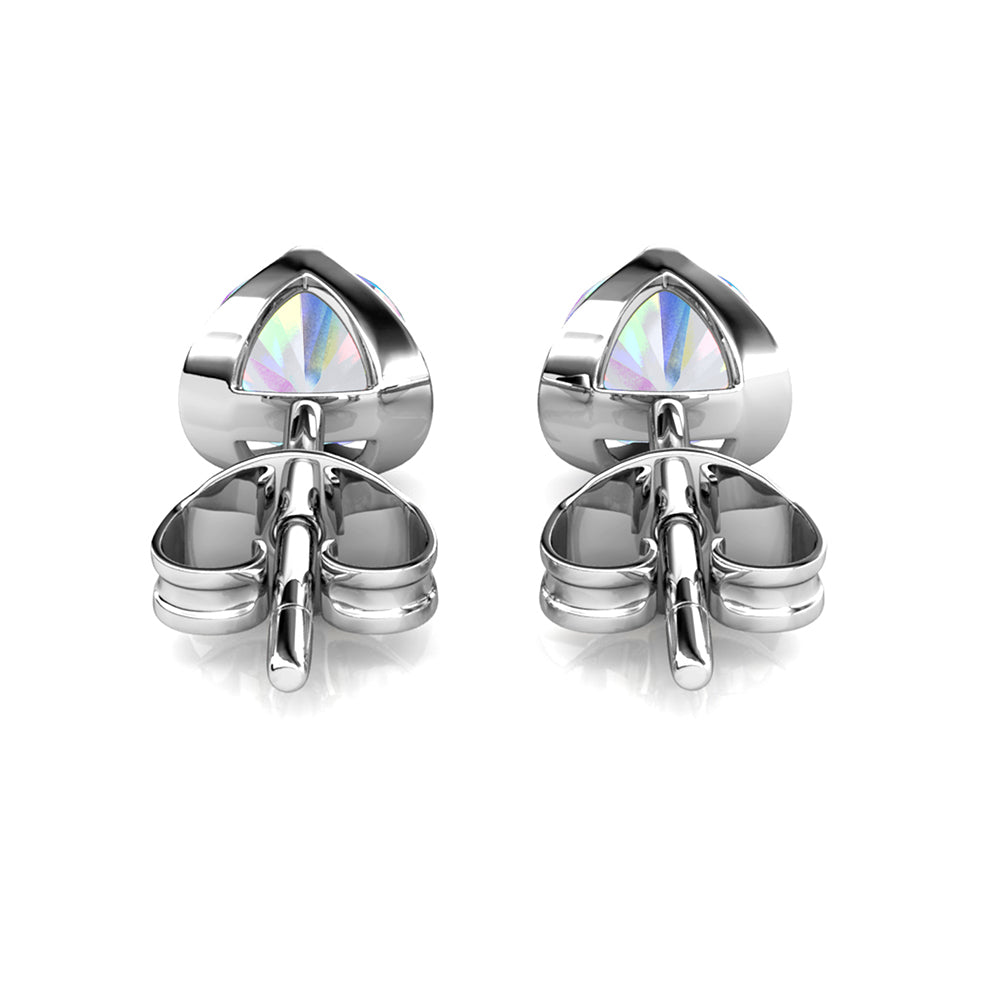 18K White Gold  over Sterling Silver Floating Halo Stud Earring with Simulated Diamonds