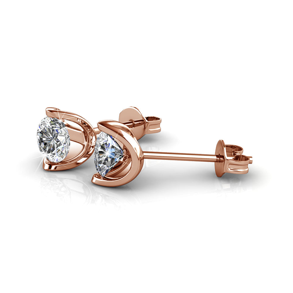 18K White Gold  over Sterling Silver Floating Halo Stud Earring with Simulated Diamonds