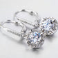Genuine Crystal Halo Leverback in Rhodium