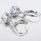 Genuine Crystal Halo Leverback in Rhodium