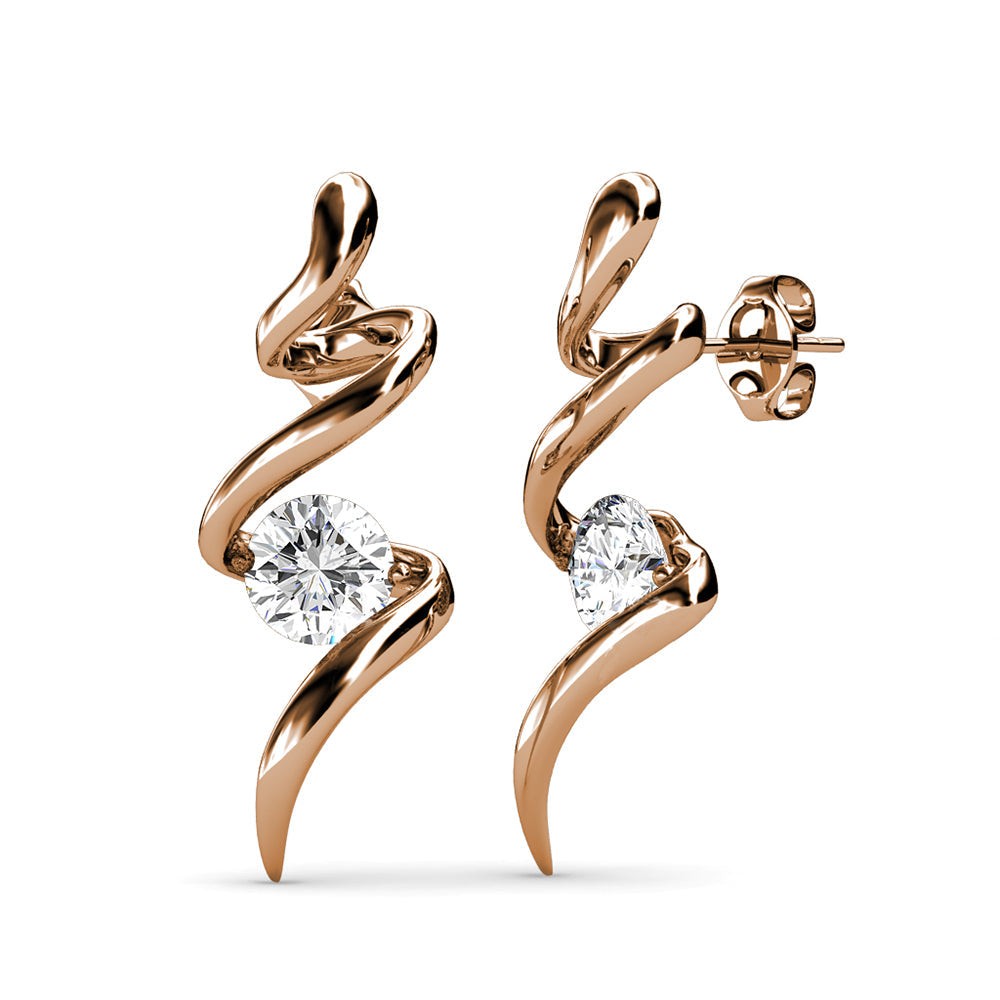 18K Gold Crystal Spiral Earrings