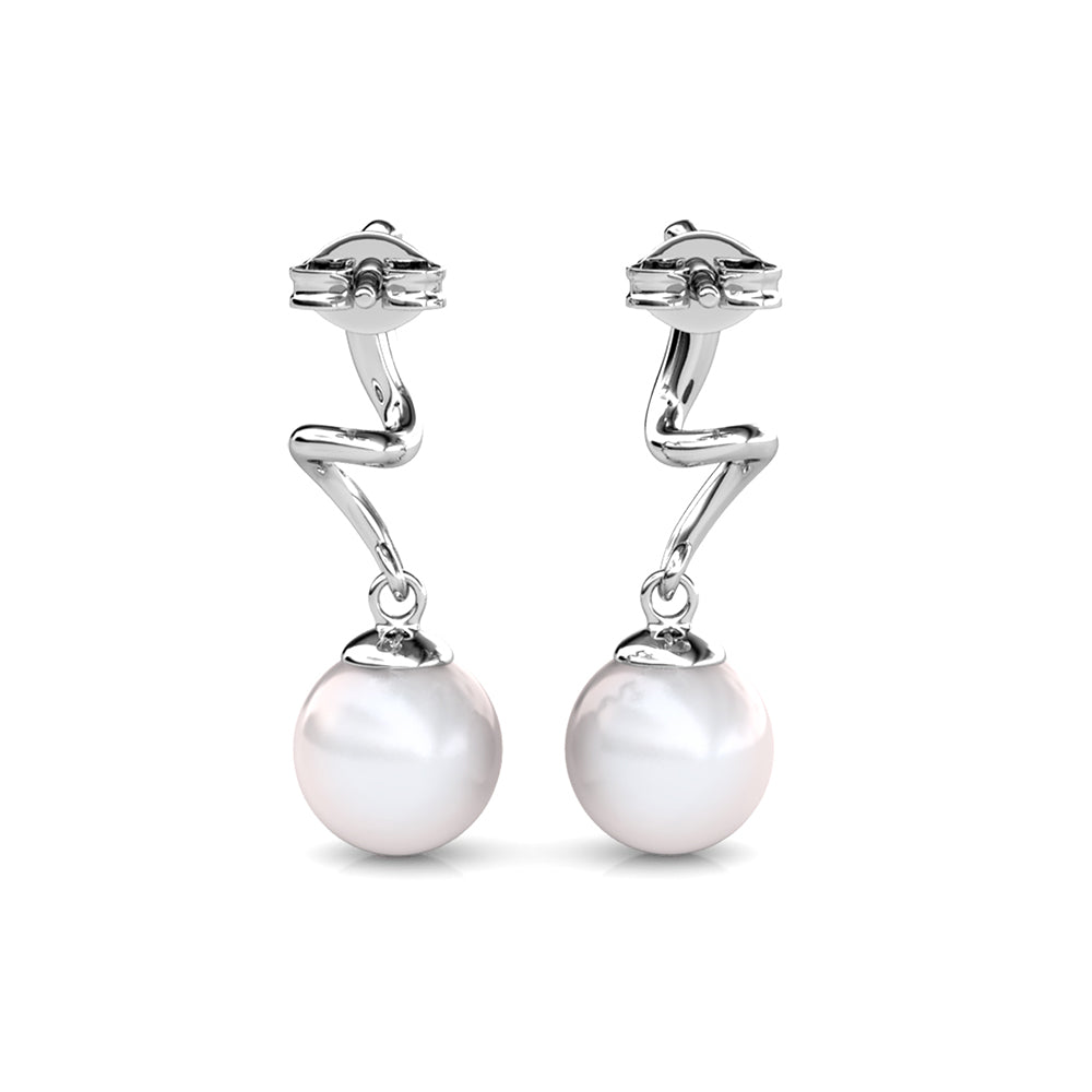 Simulated Diamond Pearl and Simulated Diamond ZigZag Earrings