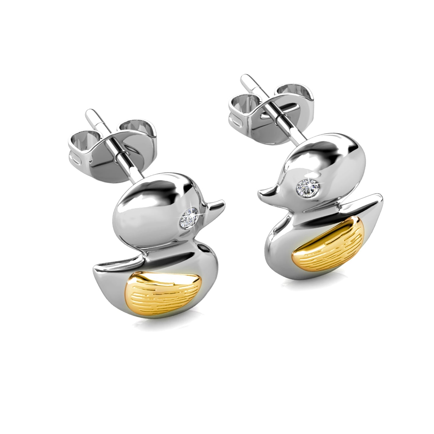 Simulated Diamond Duckling Earring 18K Gold