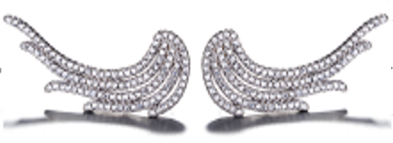 White Gold Angel Wing Crawler Climbers with Simulated Diamonds