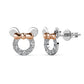 Simulated Diamond Mouse Ears Earring Studs with Rose Gold Bow