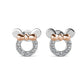 Simulated Diamond Mouse Ears Earring Studs with Rose Gold Bow