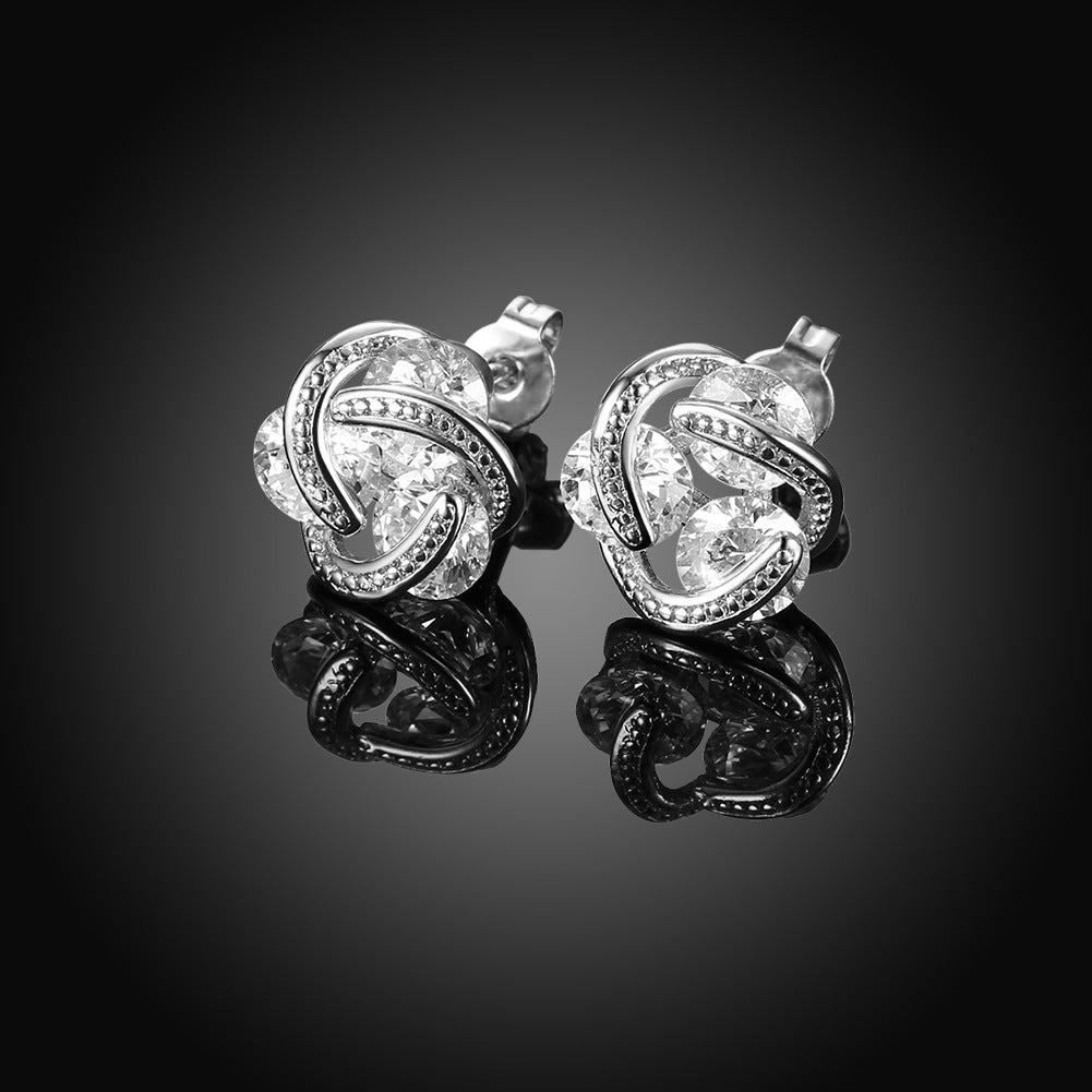 Amy and Annette 14k and Sterling Silver Floating Stones Caged Earrings with Crystals