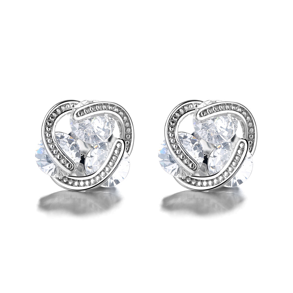 Amy and Annette 14k and Sterling Silver Floating Stones Caged Earrings with Crystals