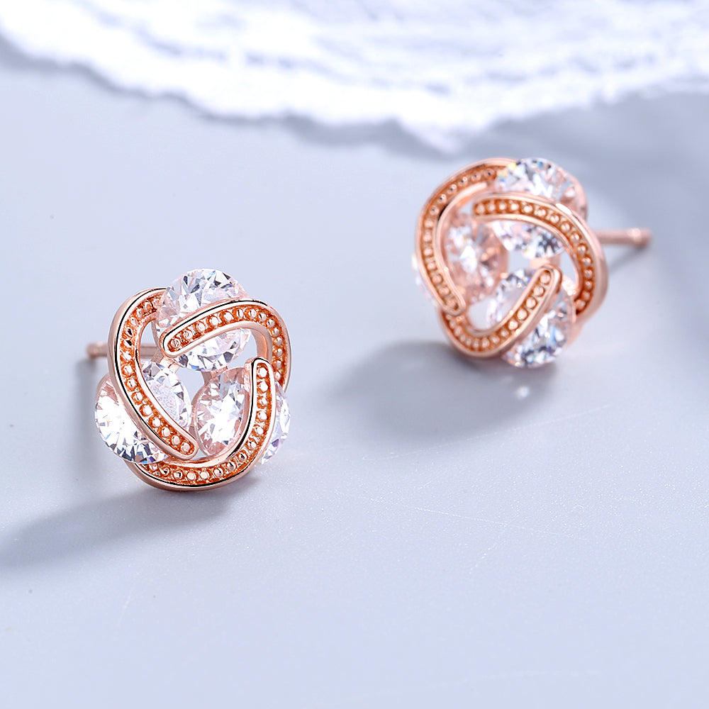 Amy and Annette 14k and Sterling Silver Floating Stones Caged Earrings with Crystals
