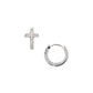 14K Gold Cross Huggie Earring with Genuine Crystals