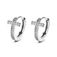 14K Gold Cross Huggie Earring with Genuine Crystals