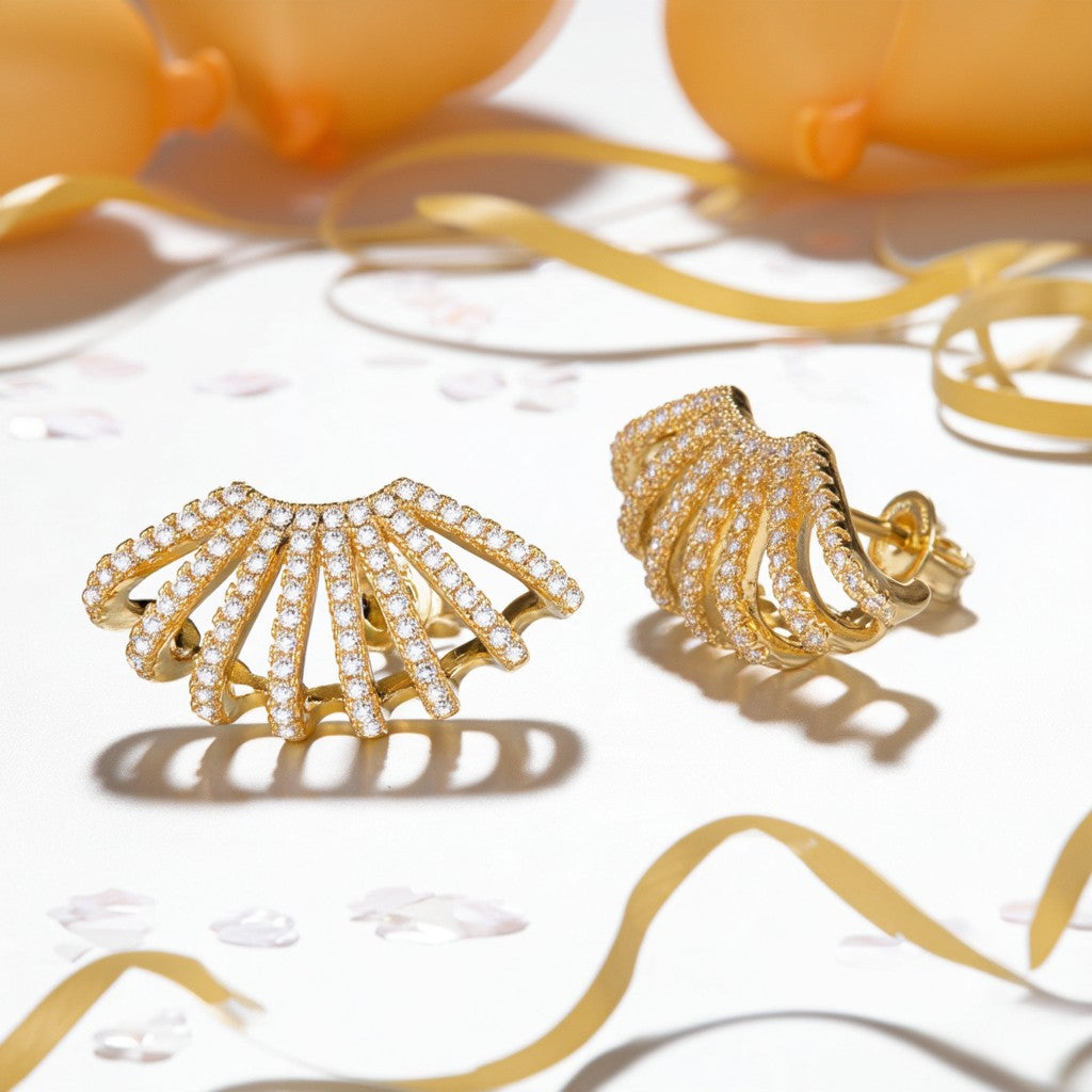 18K Gold Cuff with Genuine Crystal
