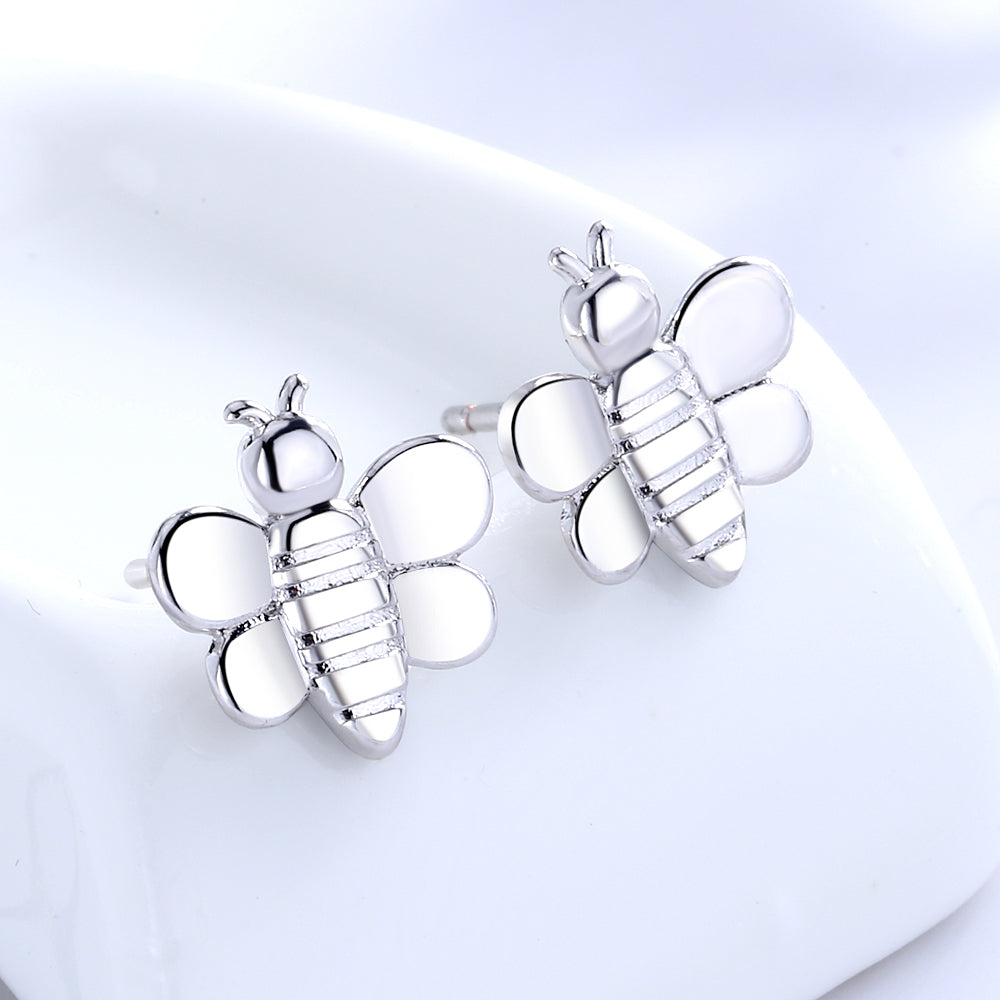 Sterling Silver and Rose Gold  Bee Stud Earrings