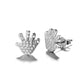 Sterling Silver Hand Earring Studs with Simulated Diamonds