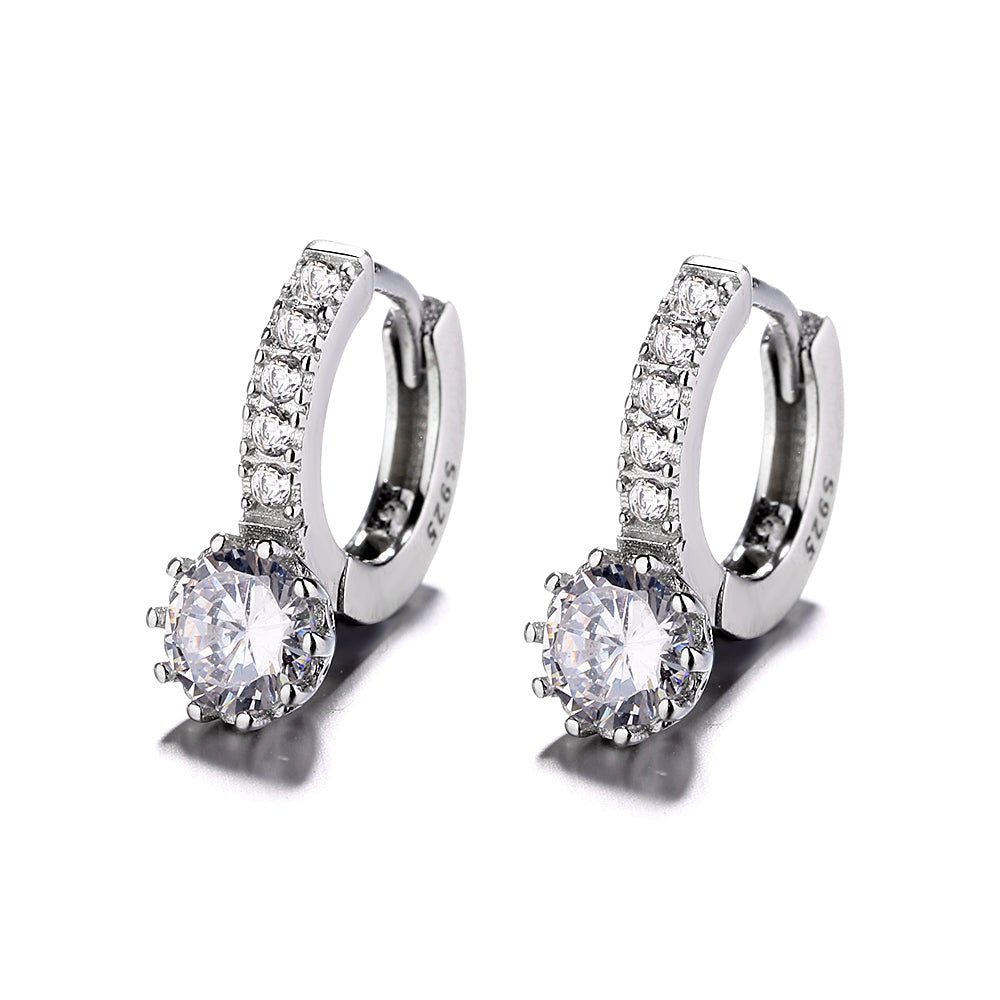 Simulated Diamond Huggie Hoop Kiss Earring