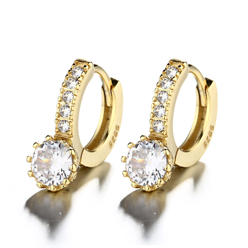 Simulated Diamond Huggie Hoop Kiss Earring