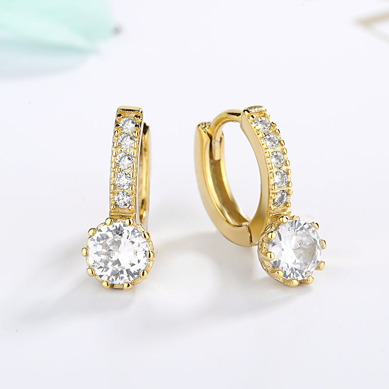 Simulated Diamond Huggie Hoop Kiss Earring