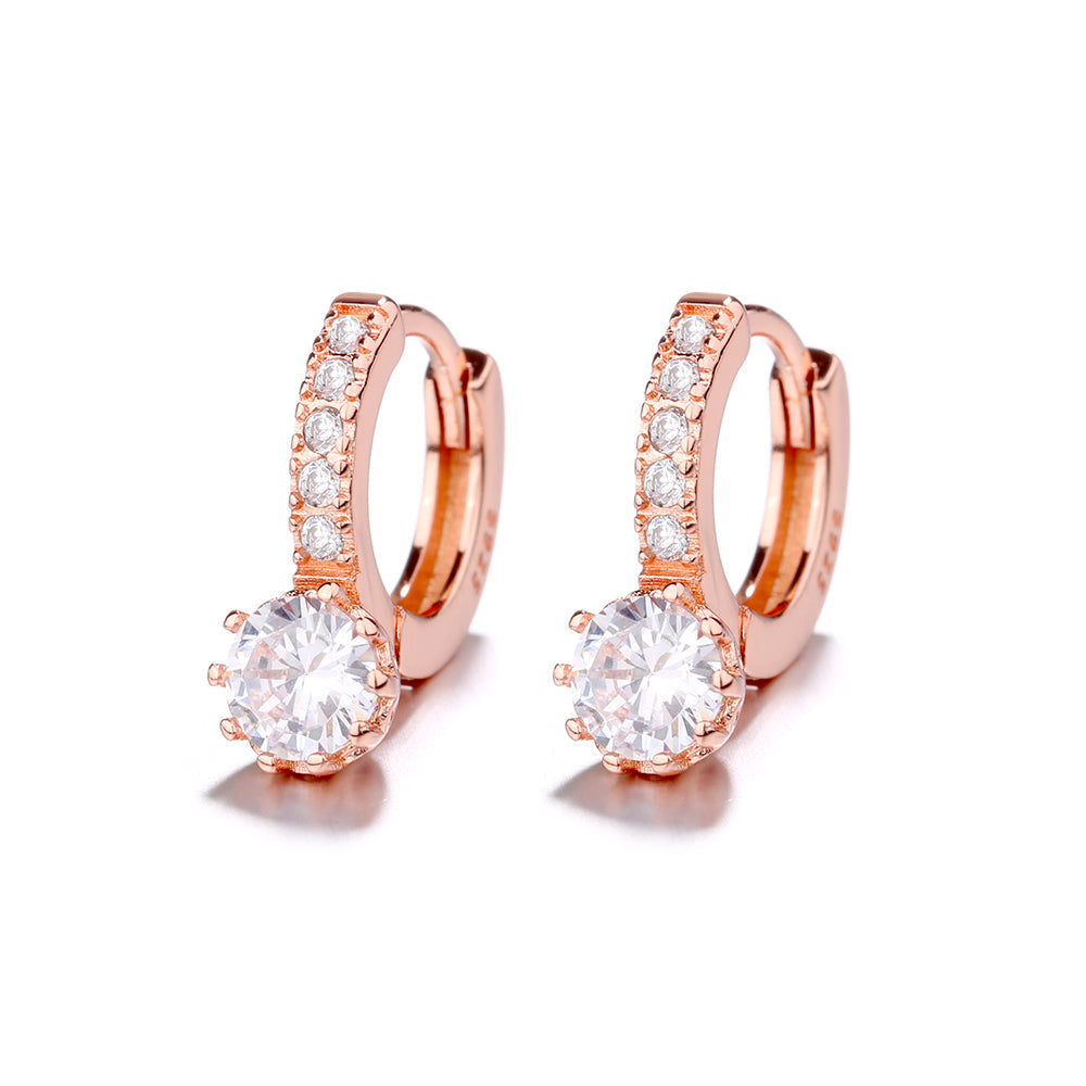 Simulated Diamond Huggie Hoop Kiss Earring