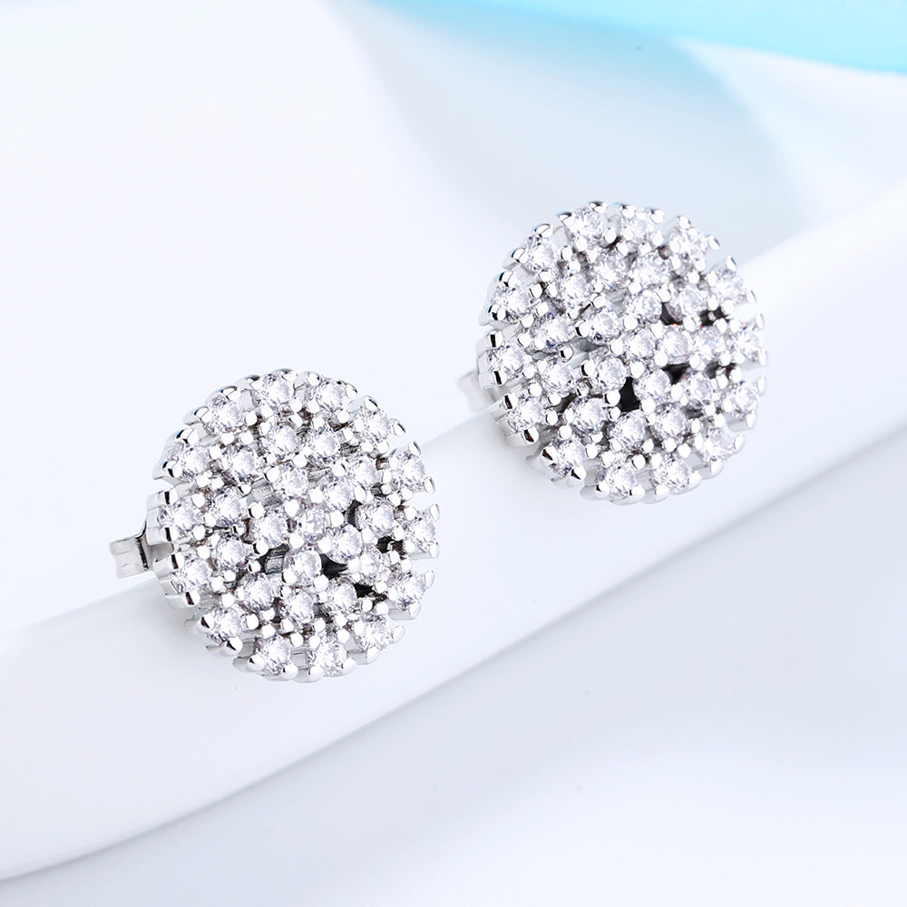 14K Gold And Sterling Silver Cluster Stud With Crystals