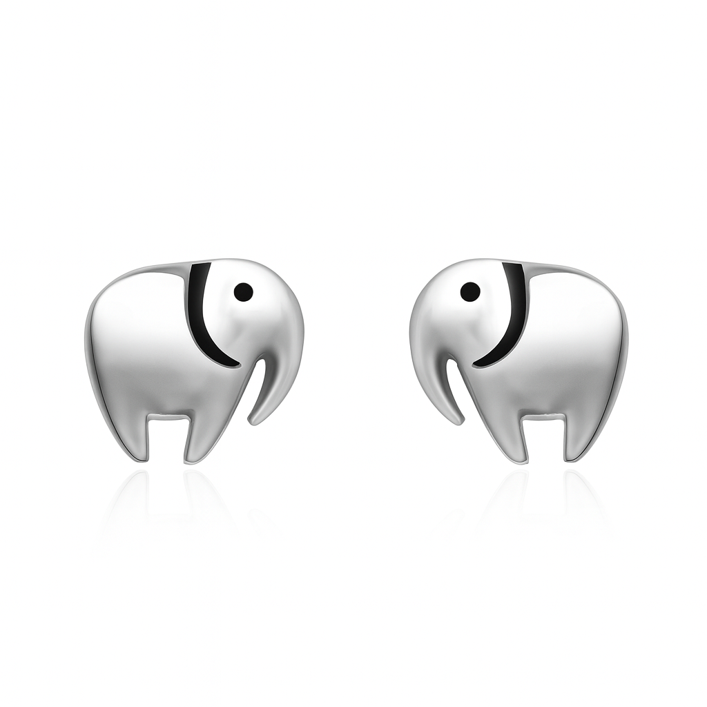 Sterling Silver Elephant Stud Earrings