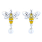 Sterling Silver Bee Earrings With Simulated Diamonds and Pearl