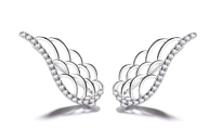 14K Gold Plated Angel Wing earring crawlers with Simulated Diamonds