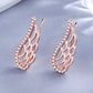 14K Gold Plated Angel Wing earring crawlers with Simulated Diamonds