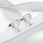 14K Rose Gold and Sterling Silver Wine Glasses Earrings with Simulated Diamonds