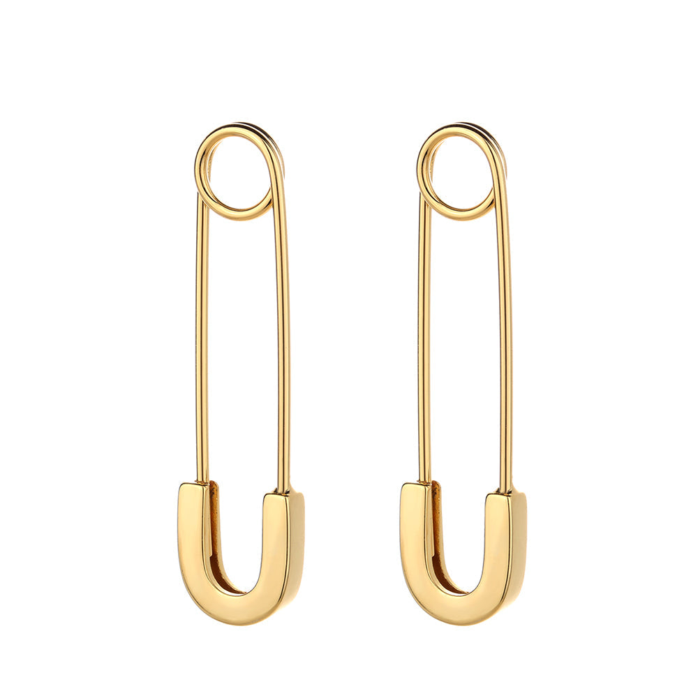 14K Gold over Sterling Silver Safety Pin Earrings