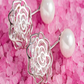 14K Gold Cultured Pearl Rose Drop Earrings With Crystals