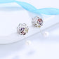 14K Gold Cultured Pearl Rose Drop Earrings With Crystals