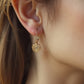 14K Gold Caged with crystals Rose Lever Back Earrings