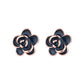 14K Rose Gold Flower Oxidized Flower Earring
