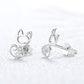 Sterling Silver Whimsical Cat Earrings with Crystal
