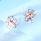 14K Rose Gold And Sterling Silver Paw Earrings With Crystals