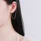 14K Rose Gold Over Sterling Silver Ear Cuff to Water Drop Stud Earrings