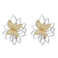 Lotus Flower Two Tone Earring Studs with Crystals