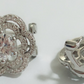Sterling Silver Omega Flower Stud Earrings With Simulated Diamonds