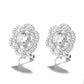 Sterling Silver Omega Flower Stud Earrings With Simulated Diamonds