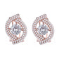 14K Rose Gold and 14K White Gold Two Row Halo Omega Backing Earrings